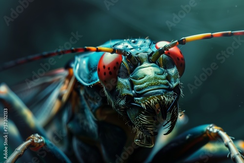 extreme closeup of a scary insect