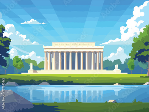 a cartoon illustration of the lincoln memorial in washington d.c