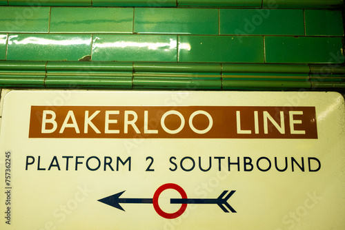 LONDON- Bakerloo Line sign at Warwick Avenue Underground station