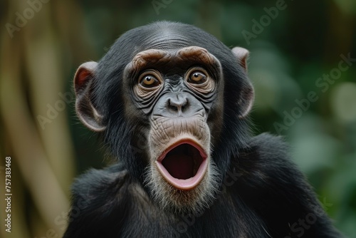 Ape shocked. Primate mammal travel. Generate Ai