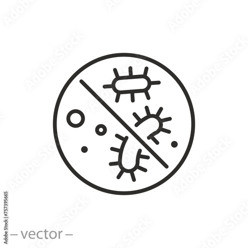 protection against bacteria icon, antibacterial property, stop virus, thin line symbol - editable stroke vector illustration