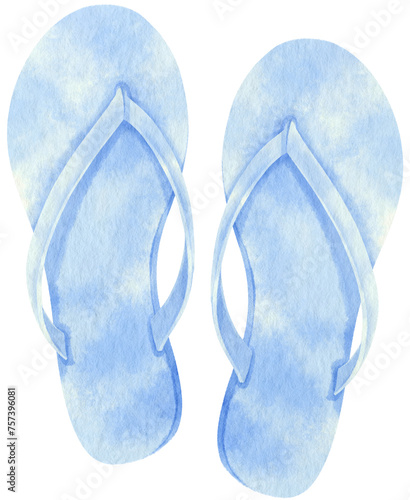 Green Sandals watercolor illustration for Summer Decorative Element