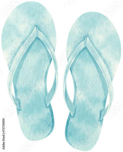 Sandals watercolor illustration for Summer Decorative Element