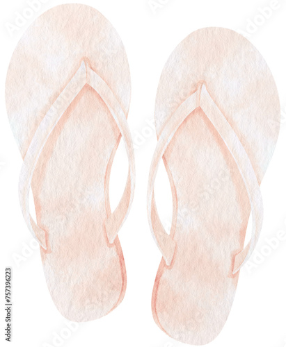 White Sandals watercolor illustration for Summer Decorative Element