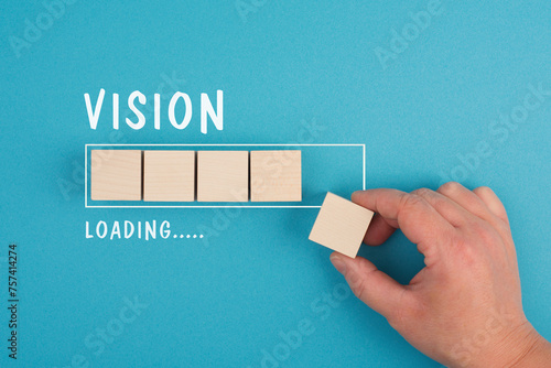 Vision loading, progress bar, personal development, planning the future target, business challenge, success and achievement 