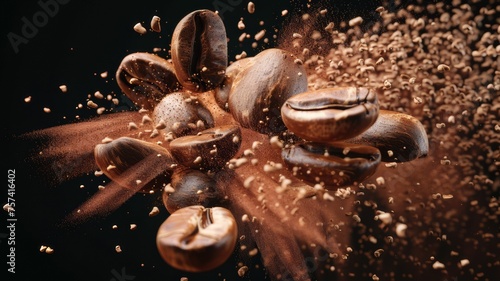 An impressive illustration of coffee beans, revealing the depth of flavour and uniqueness of each coffee bean, immersing the beholder in the richness and diversity of coffee culture 