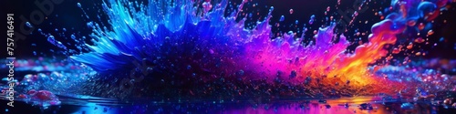 Abstract surrealistic illustration splashes of pink and blue liquid, background for design