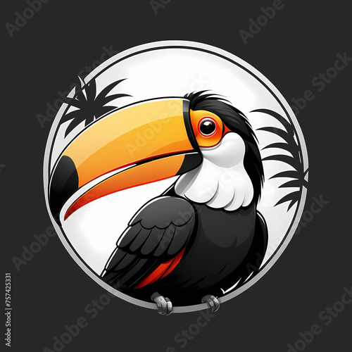 Drawn toucan sticker on a isolated background