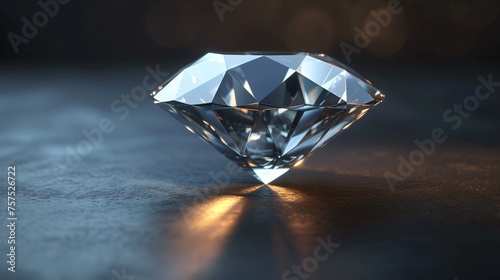 This is a stunningly beautiful image of a diamond. The diamond is set against a dark background, which makes it stand out and sparkle.