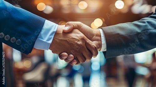 Unification of Interests: Company Leaders Shaking Hands at Merger Announcement