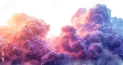 Surreal pink and blue clouds in a dramatic sky, cut out - stock png.