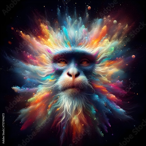 A mesmerizing 3D render of a monkey's face. 