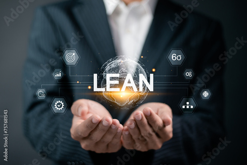 Lean manufacturing and six sigma management. Quality standard in industry, continuous improvement, reduce waste, improve productivity and efficiency.