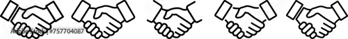 Set of icons of a handshake as a concept of support and trust or business partnership