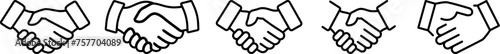 Set of icons of a handshake as a concept of trust and business partnership