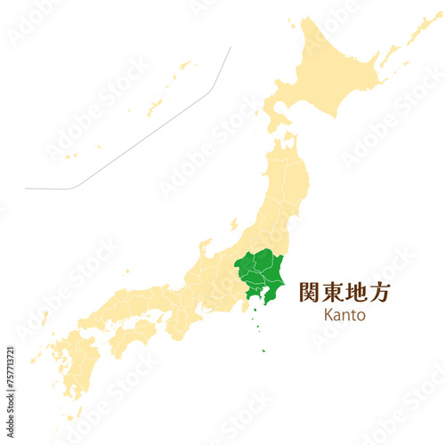 日本列島の中の関東地方、関東地方の各県