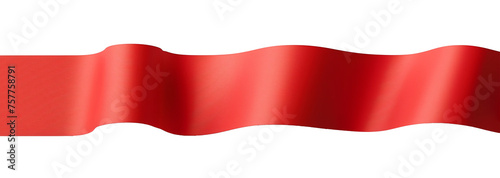 isolated long red banner label, blank banner 