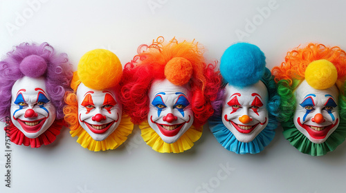 Row of Clown Masks