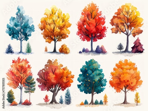 Contemporary Illustrations of Acer Maple Species on White Background Generative AI