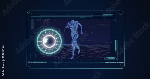 Image of man running with scope scanning and data processing