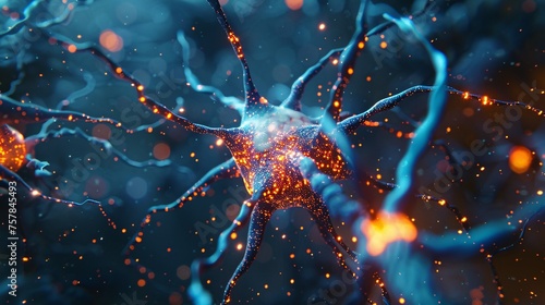 Glowing Neurons in a Blue Brain: A Stunning Visual of the Human Cerebral Cortex Generative AI