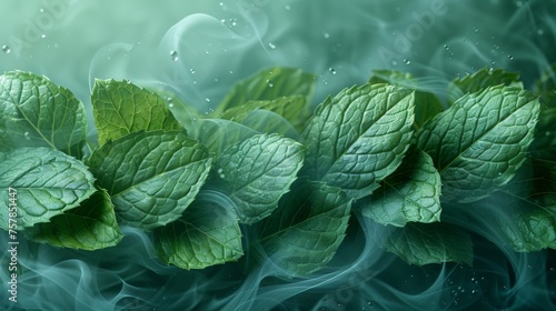 This is a light fresh effect on a blue background. It is ideal to apply to fresheners, cleaners and to give menthol aroma to your products. An air flow from mint leaves is shown.