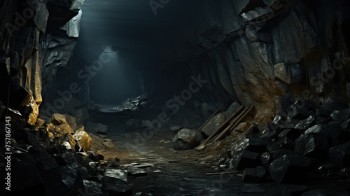 A rare earth mine, Dark and spooky. underground concept.