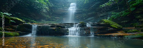 Kambadaga waterfalls Fouta Djallon Guinea Conakry, beautiful tropical nature and Juan Curi Waterfalls in Charala national park