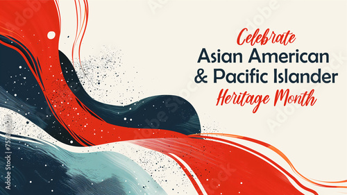Asian American, Pacific Islander Heritage month - celebration in USA. Bright colorful abstract banner template design with textured paint strokes. AAPI 2024