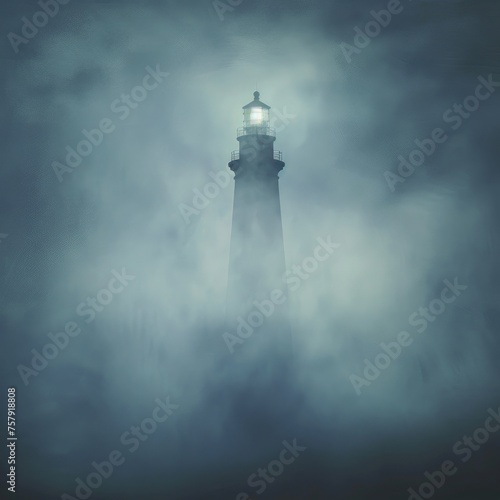 Isolated Lighthouse in Stormy Seascape