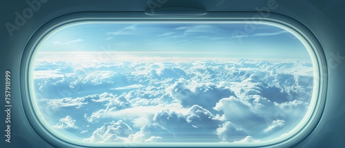 A view of the sky from a plane window of clouds.