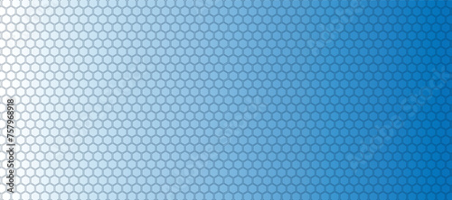 Abstract blue vector banner with hexagon grid. Seamless pattern background 