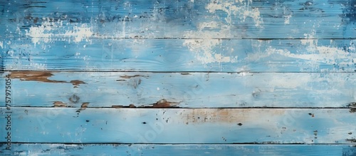 Weathered Blue Wood Planks Background with Chipped Paint and Vintage Charm