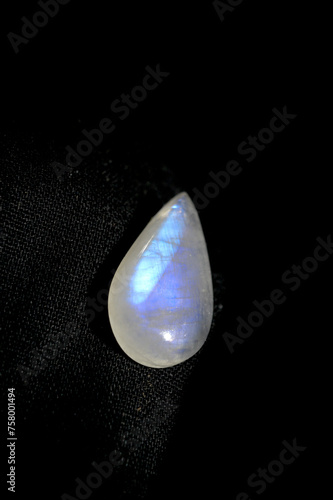 Moonstone mineral on black background