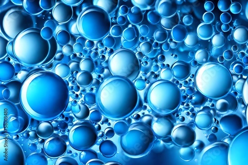 Abstract blue bubbles background with copy space represents freshness and fluidity