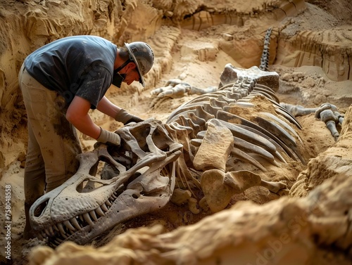 Dinosaur fossils excavation paleontology in action