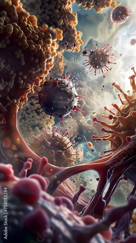 Immunology fight against viruses microscopic battle
