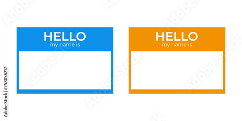 "Hello, my name is" label sticker blank template, introduction card, sticker, name tag.