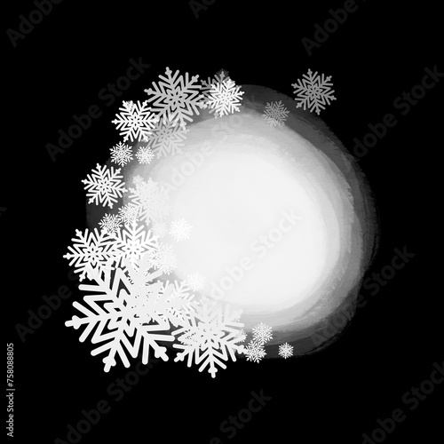 Artistic winter, Christmas mask. Basis element on black background universal use