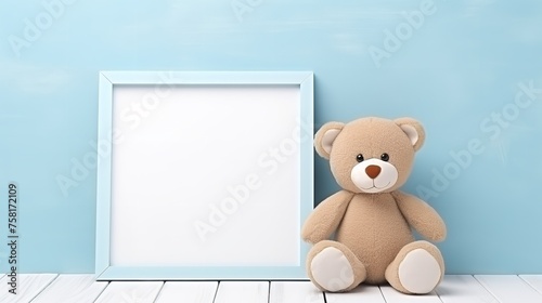 Cute Toy Teddy Bear on White Wooden Surface