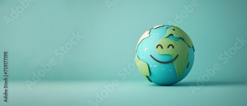 Earth Day / environment protection eco care ecology future recycling, responsibility save concept background - World globe planet, isolated on blue green turquoise background