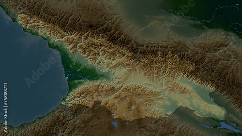 Georgia highlighted. Physical elevation map