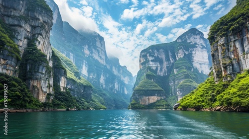 Goddess peak: serene beauty of yangtze river three gorges nature reserve, captured in stunning scenery shot