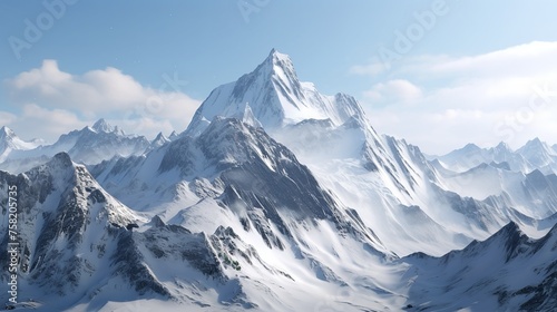 Majestic Mountain Peaks with Snow-Capped Summits