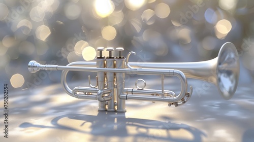 trumpet on blue background
