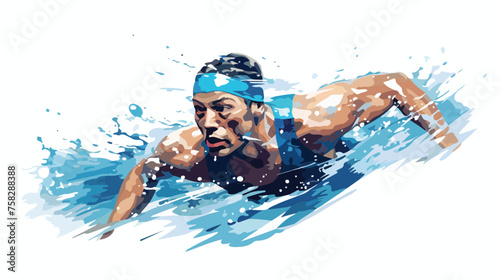 A swimmer doing a freestyle stroke with perfect for