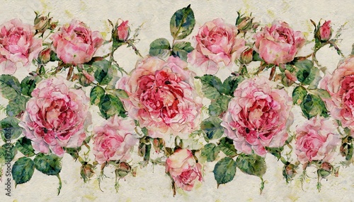 Wallpaper with pink roses