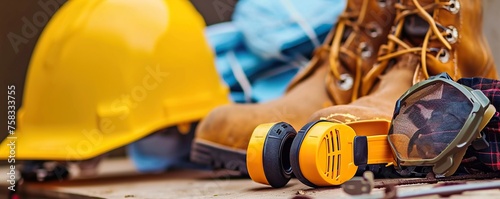Standard construction worker safety equipment to protect workers from work accidents
