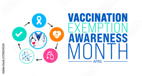 April is Vaccination Exemption Awareness Month background template. Holiday concept. use to background, banner, placard, card, and poster design template with text inscription and standard color.