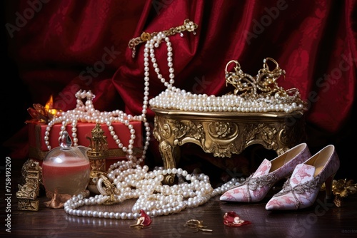 Holiday Ballet: Jewelry arranged with ballet slippers and a Nutcracker in a dance-themed setting.